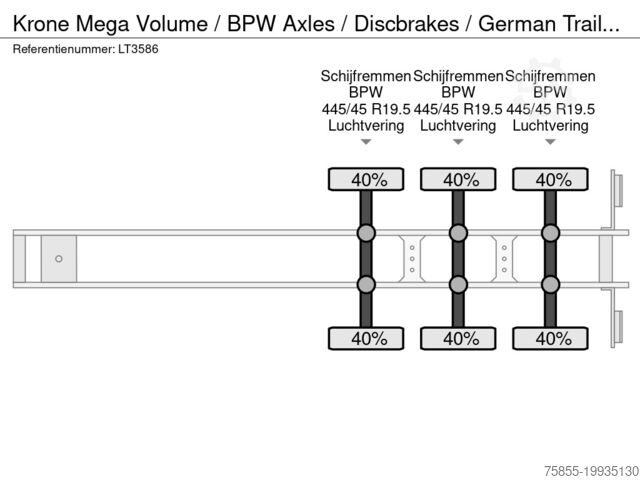 Volumetransport Krone Mega Volume / BPW Axles / Discbrakes / German T...