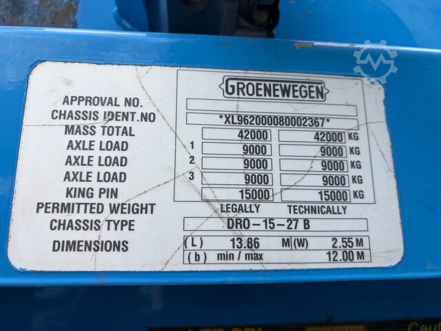 Klizne cerade Groenewegen DRO-15-27 B 3x BPW  ALUMINIUM ZIJBORDEN  LAADKL...