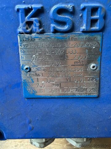 مضخة مياه KSB ETABLOC G 32-200/752 pompa odśrodkow KSB ETABLOC G 32-200/752 pompa odśrodkow