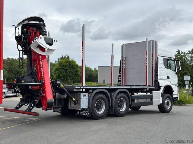 Φορτηγό μεταφοράς ξυλείας MAN TGS 33 520 6x6BL Kurzholz Plattform Epsilon Kran