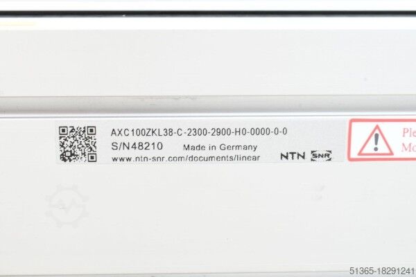 Axe linéaire compact, L=290cm NTN SNR AXC100ZKL38-C-2300-2900-H0-0000-0-0