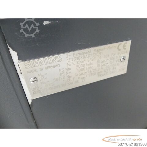 Unidade de controlo Siemens 1FT6108-8AC71-3EH1 Servomotor SN: EKN61839601004