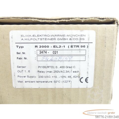 Компонент  ELWA ETR 96 Typ R 2000 - EL21-1 SN: 2474-021 - ! -