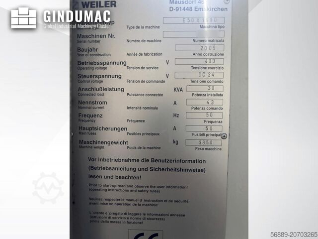 Horizontal Turning Machine Weiler E50