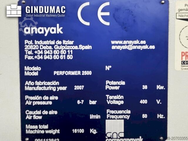 Vertical Machining Centre ANAYAK Performer 2500