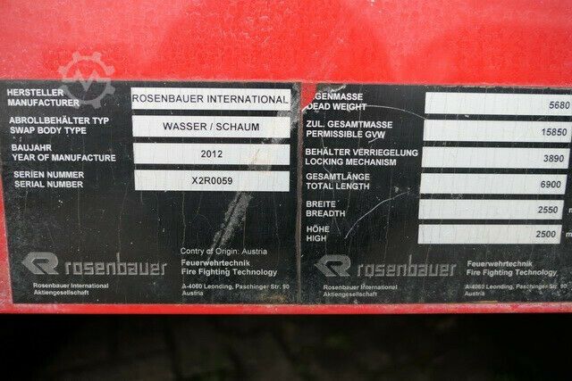 Xe tải chuyên dụng ROSENBAUER/Feuerwehr/Wasserwerfer