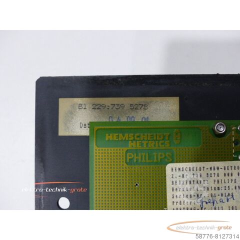 Hemscheidti komponent Hemscheidt Z.-Nr. 739 5278 000 0000 Bedientafel Philips 432
