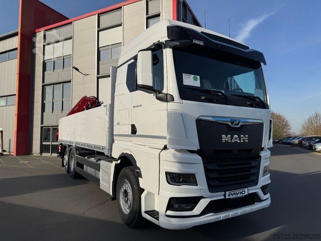 फ्लैटबेड ट्रक MAN TGX 26.470 BL 6x2-4 Pritsche mit FassiF235 Kran