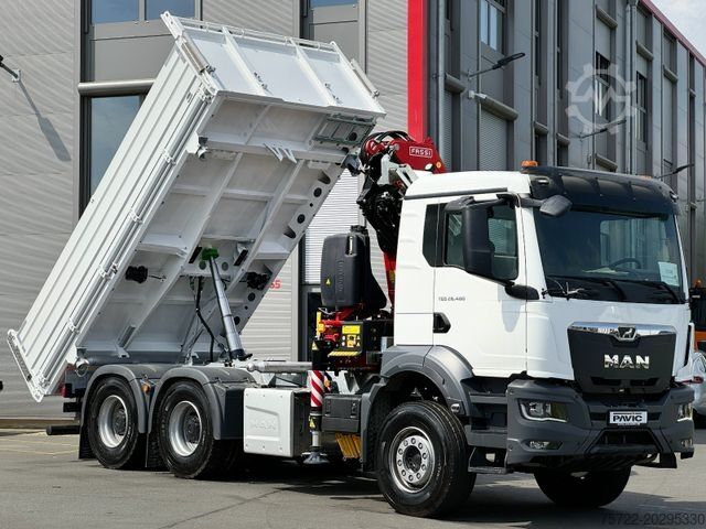 삼방향 덤프 트럭 MAN TGS 26.480 6x4 Krankipper Fassi/SOFORT VERFÜGBAR