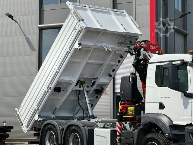삼방향 덤프 트럭 MAN TGS 26.480 6x4 Krankipper Fassi/SOFORT VERFÜGBAR