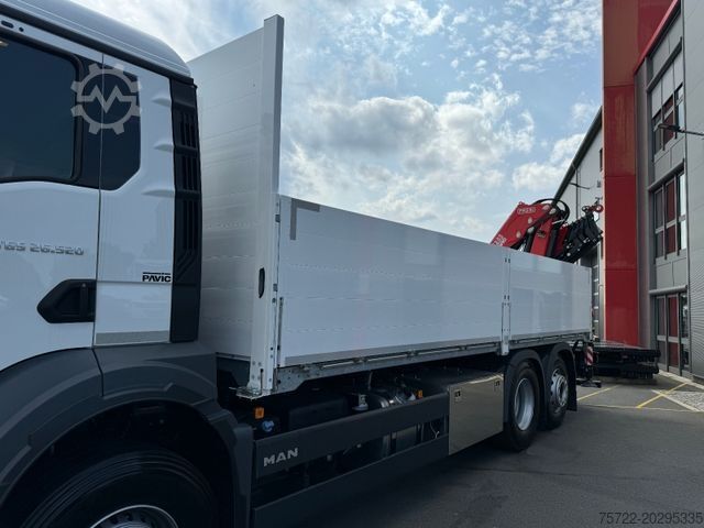 फ्लैटबेड ट्रक MAN TGS 26.480/520 6x2-4BL LADEKRAN FASSI/ PALFINGER