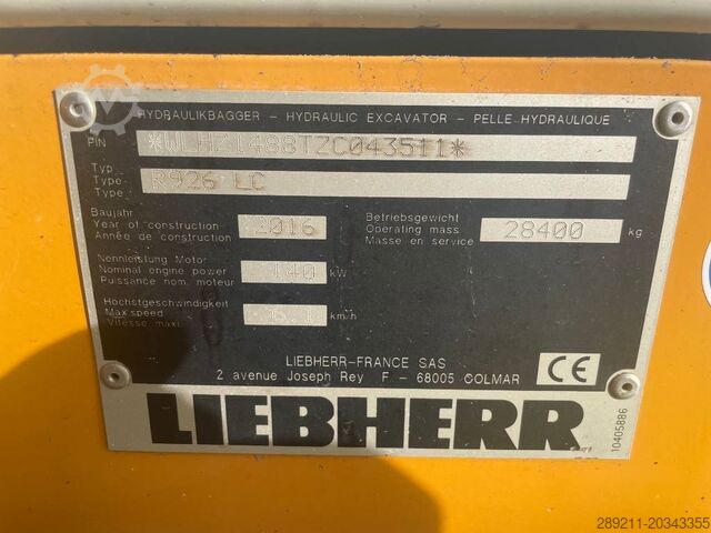 Kāpurķēžu ekskavators Liebherr R 926 LC