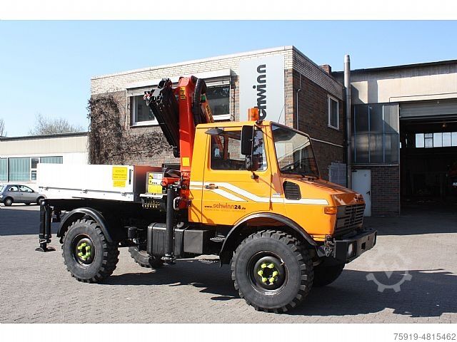 Jiné Mercedes-Benz UNIMOG 1450 mit Kran PK 9001 EH + Funk neuw.