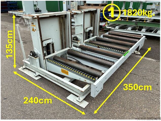 Mesas elevadoras/inclinadoras de palets con transportador de rodillos  