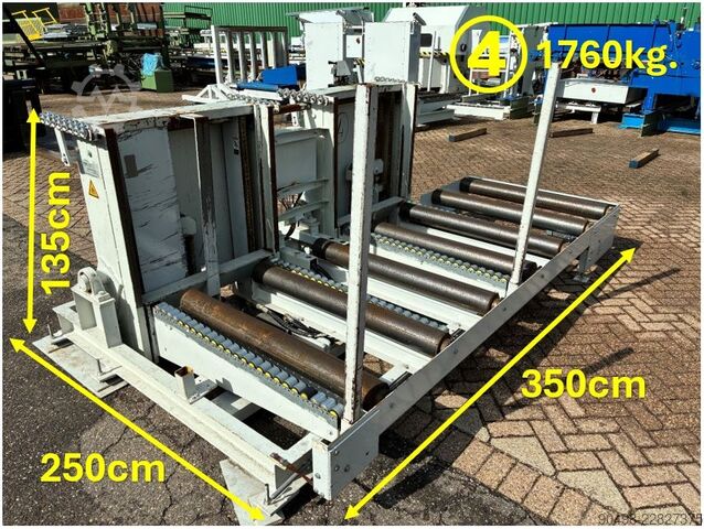 Mesas elevadoras/inclinadoras de palets con transportador de rodillos  
