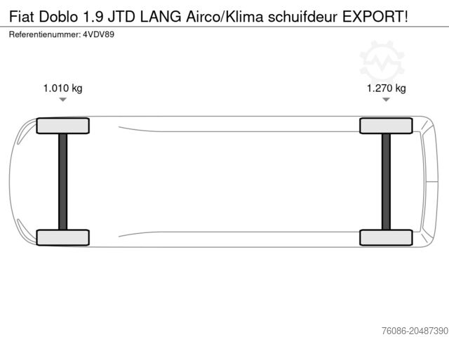 Box van Fiat Doblo 1.9 JTD LANG Airco/Klima schuifdeur EXPORT!