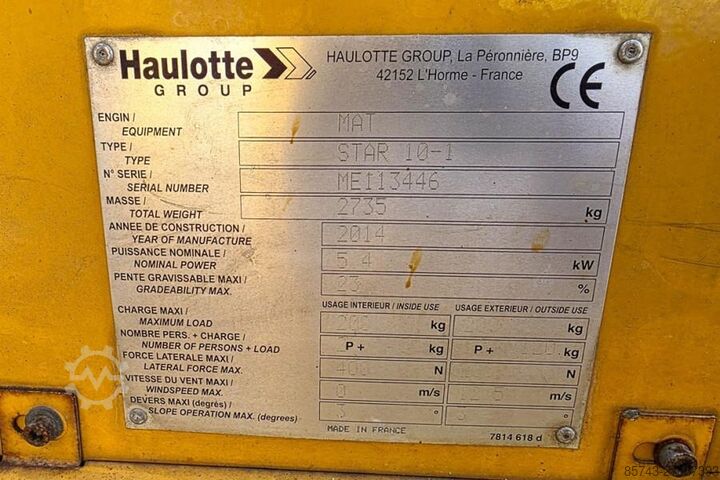 Scherenhebebühne Haulotte STAR 10 Electric, 10m Working Height, 3m Reach, 20