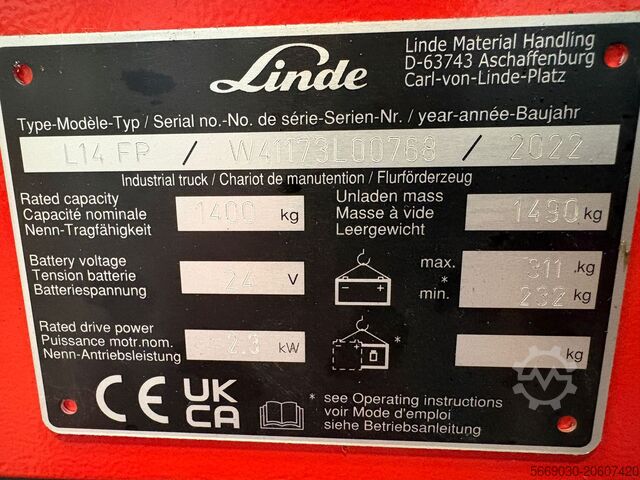 Stohovač paliet Linde L14.FP