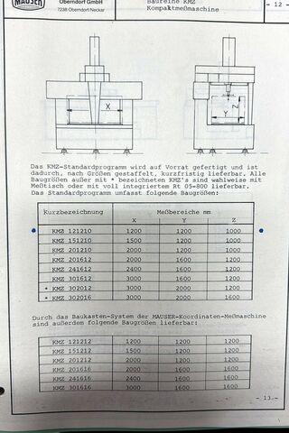 Coordinate measuring machine MAUSER KMZ - S121210