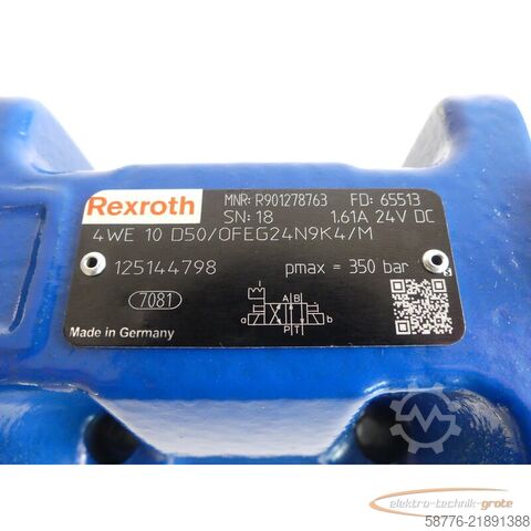 Componente Rexroth 4WE 10 D50 / OFEG24N9K4 / M Hydraulikventil MNR: R901278763 SN: 18