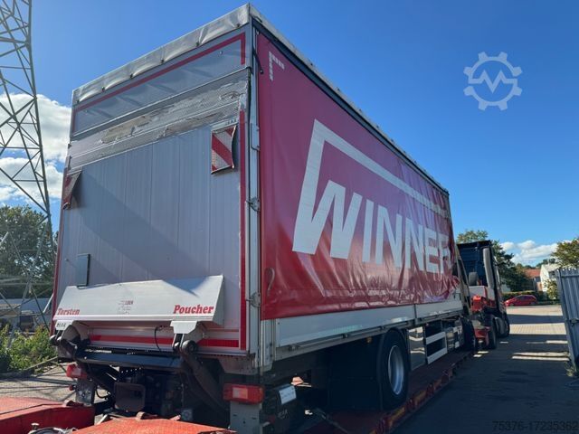 Autocarro con pianale e telone RENAULT D WIDE 280 E6 Brandschaden