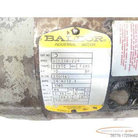 شركة بالدور موتور Baldor 37F716Y224 Motor SN: F695 - 230 / 460V - 60Hz