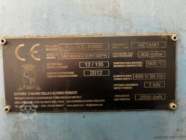 Industrieller Gasbarren-Heizofen CP Forni Heating Chain Furnace SM45 1400 4G 1Z