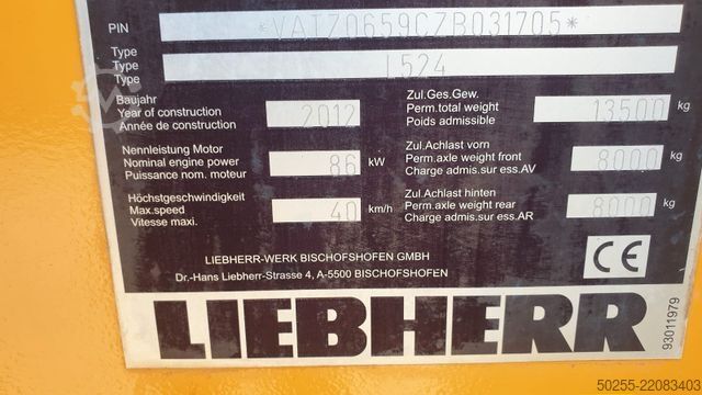 Kerekes rakodó LIEBHERR L 524 kein 514 538 TipTop sehr gute Ausstattung