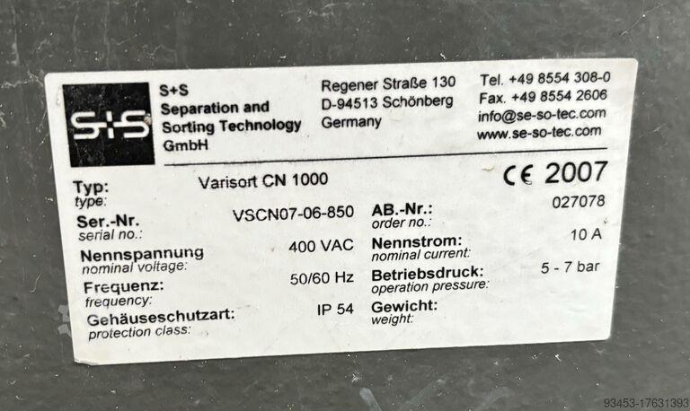 Color separator S+S Varisort CN 1000