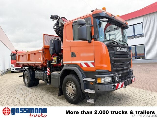 Lori pembuangan Scania G 450 4x2, Bordmatik, Kran Fassi F185A.2.24, Funk