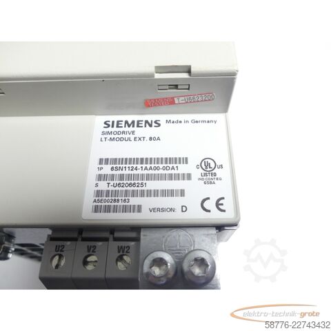 عنصر Siemens SIMODRIVE 6SN1124-1AA00-0DA1 LT-Modul SN: T-U62066251 Version: D