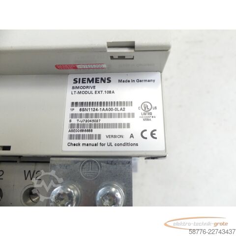 Komponentti Siemens SIMODRIVE 6SN1124-1AA00-0LA2 LT-Modul SN: T-U72045027 Version: A