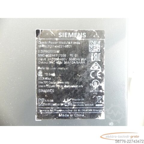 组成部分 Siemens SINAMICS 6SL3111-4VE21-6EC1 SN: ZVPG4370136 generalüberholt mit 12 Monaten Gewährleistung! -