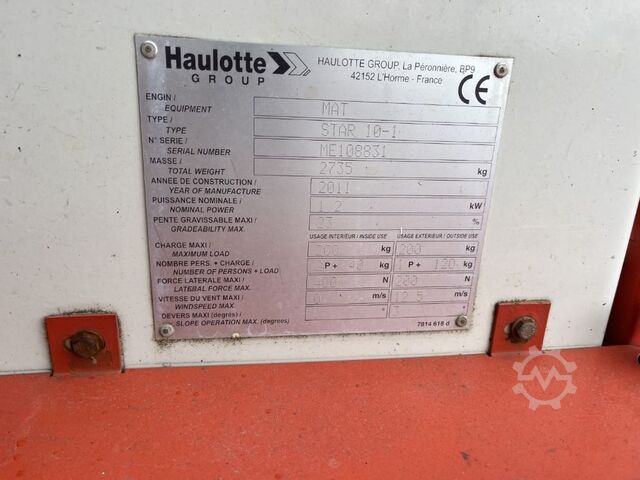 টেলিস্কোপিক মাস্ট প্ল্যাটফর্ম Haulotte STAR 10-1