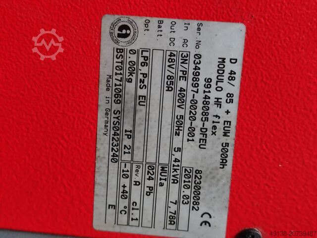 हाई-फ्रीक्वेंसी 48V बैटरी चार्जर MODULO HF flex D 48/85 + EUW 500Ah
