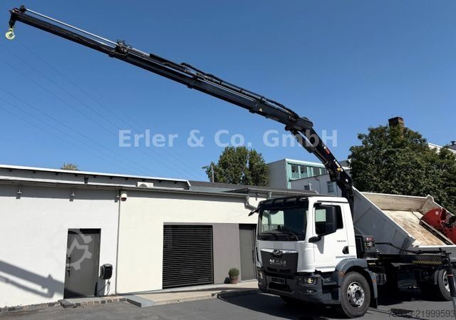 Trijų pusių savivartis sunkvežimis MAN 18.320 TGM, HIAB 118, Funk, Greifer, sofort