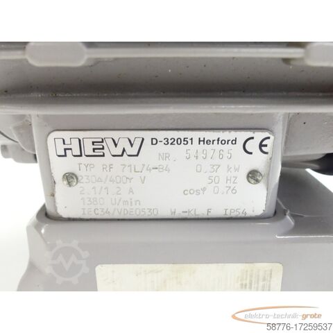 Motor  HEW / Miksch RF71L/4-B4 Motor SN:549765 mit Miksch RMI40F1 Winkelgetriebe