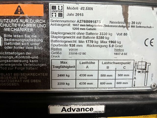 Empilhador eléctrico de 4 rodas Hyster J 2.5 XN