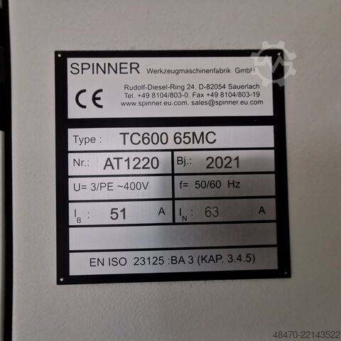 CNC tokarski stroj sa C-osom Spinner TC600 65MC
