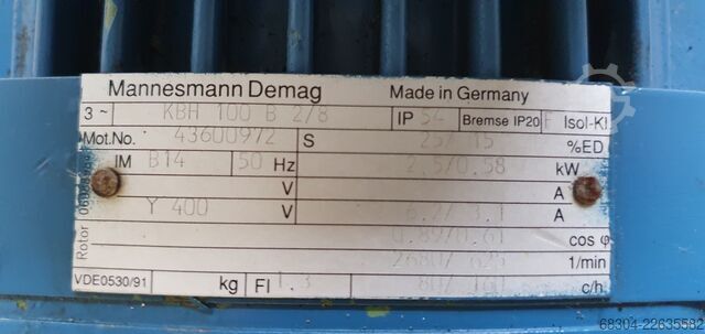 DEMAG-nostomoottori MBV132 / MBV100 / KBH 100 DEMAG MBV 132 / MBV 100 / KBH 100