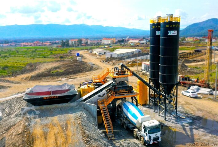 Mobilt betongblandeanlegg FABO Mobile Concrete Batching Plant 100 m3/h Mobile Concrete Batching Plant