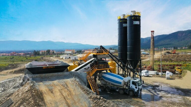 Mobilt betongblandeanlegg FABO Mobile Concrete Batching Plant 100 m3/h Mobile Concrete Batching Plant