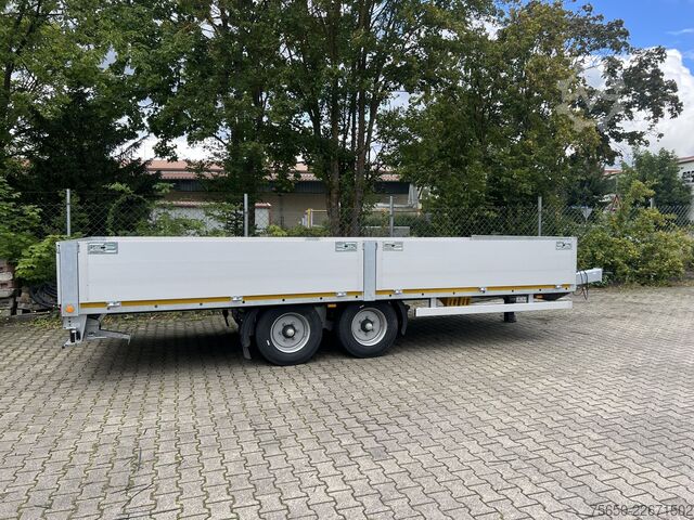 खुला ट्रेलर Möslein THT 11- G 6,2  Tandem Pritsche- Tieflader mit Rungentaschen