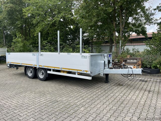 खुला ट्रेलर Möslein THT 11- G 6,2  Tandem Pritsche- Tieflader mit Rungentaschen