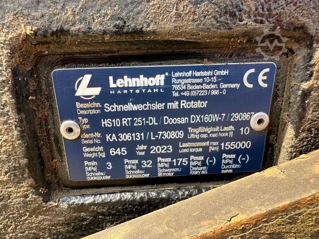 Mobilbagger DOOSAN DX 165W-5 / Rototilt **Löffelpaket**