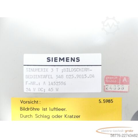 Komponens Siemens SINUMERIK 548 025.9015.04 System 3 Bedientafel + Steuerung SN A1452596