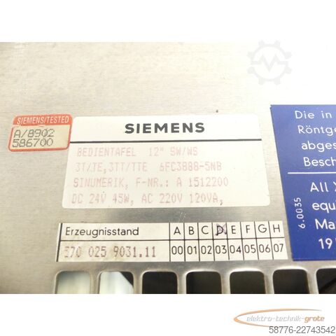 组成部分 Siemens SINUMERIK System 3 3T / 570 025 9031.11  / 6FC3888-5NB Bedientafel