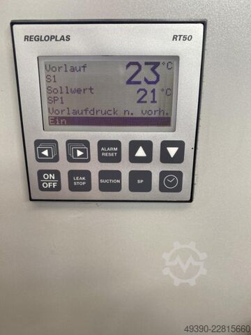 Unidade de termorregulação universal com aquecimento elétrico e conexões para refrigeração externa,  REGLOPLAS 90M/10/SG73/D K/RT50