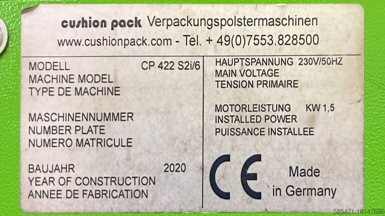 Production of packaging cushions cp cushion pack GmbH & Co. KG Verpackungspolstermaschine CP 422 S2i/6