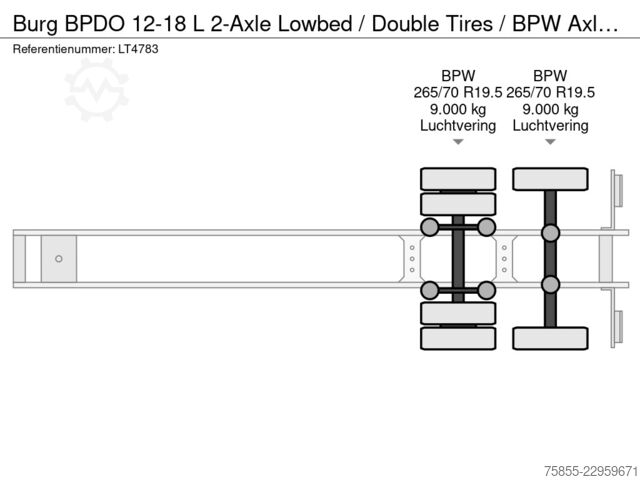 Низький навантажувач Burg BPDO 12-18 L 2-Axle Lowbed / Double Tires / BPW...